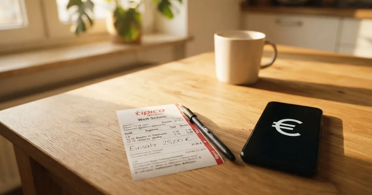 Ein Taschenrechner, ein Stift und ein Smartphone mit dunklem Bildschirm liegen auf einem Küchentisch im Morgenlicht.